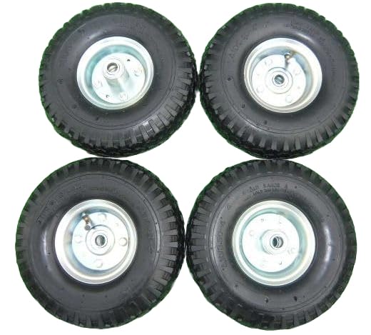 Amazon | M4.10/3.50-4 エアタイヤ4本セット 片軸ホイル 軸穴径16mm 10